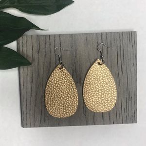 Matte Gold Faux Leather Earrings